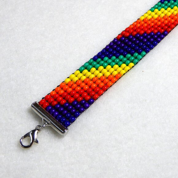 Pride rainbow bead bracelet, handmade, adjustable, 30% to charity - Picture 4 of 5